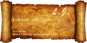 Lukics Júlia névjegykártya